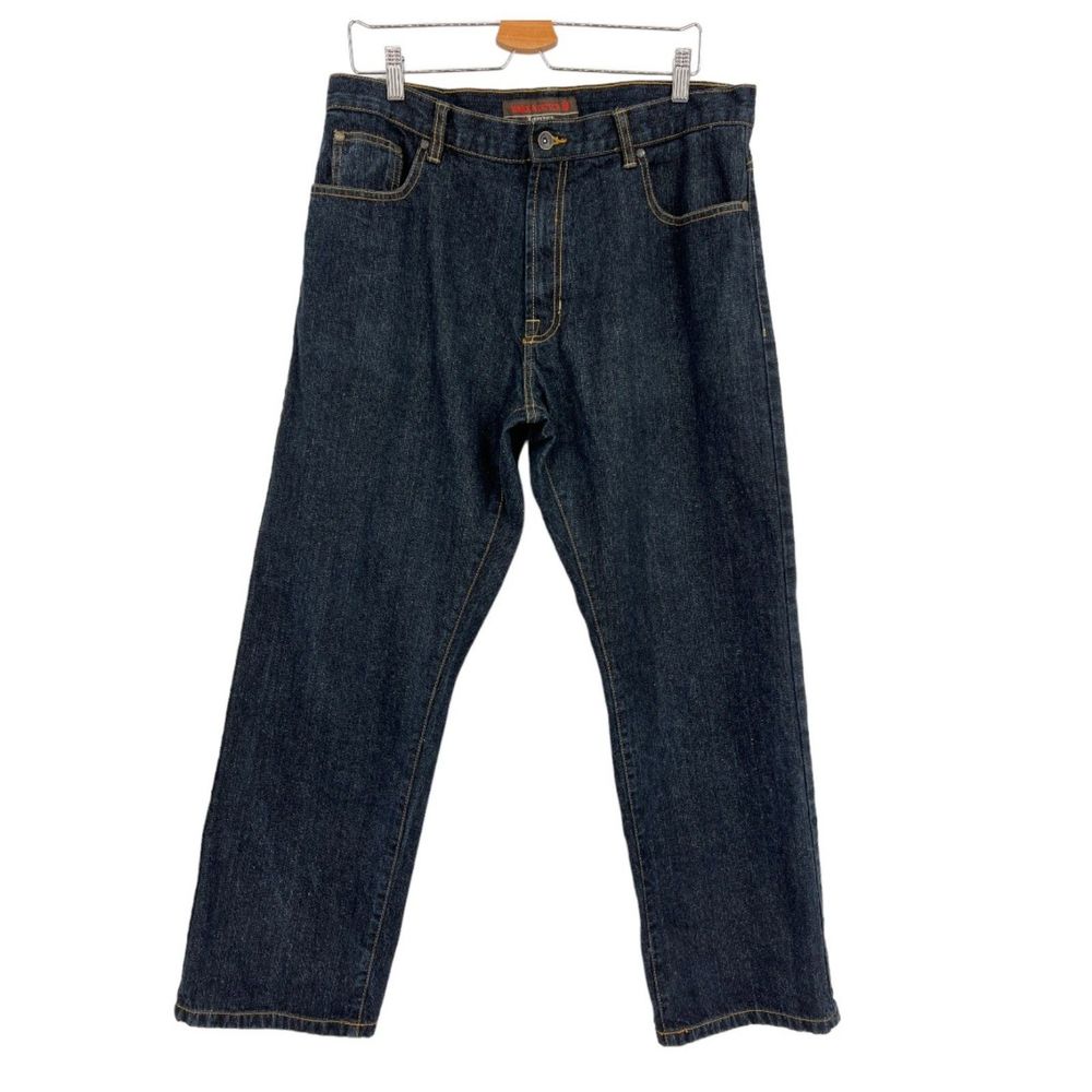 Marx & dutch jeans 36 x 30 mens baggy straight denim embroidered dark wash